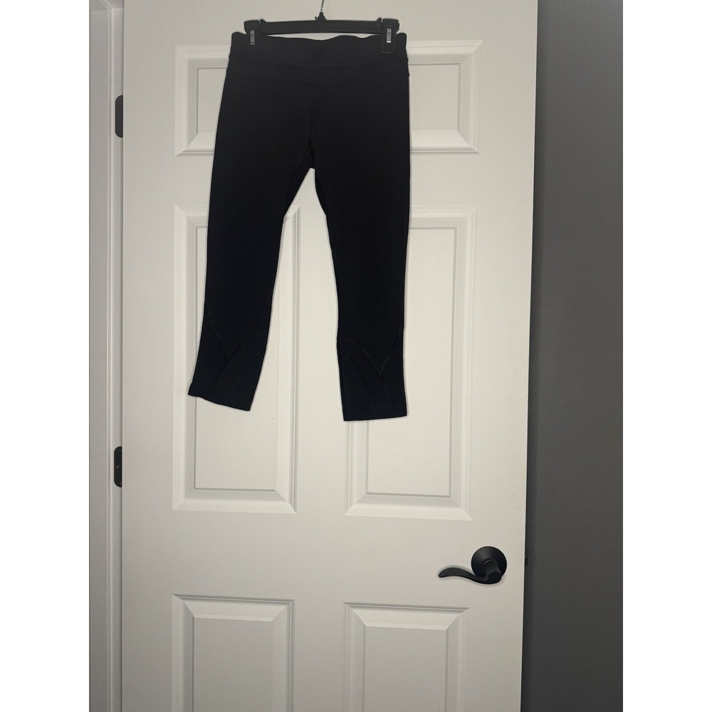 Lululemon All The Right Places Cropped Black Leggings With Back Zipper Size 6